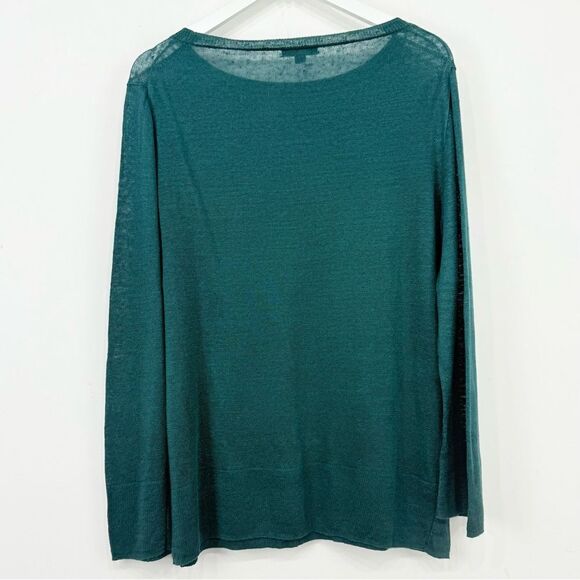J. Crew Green 100% Linen Slouchy Crew Neck Tunic Sweater - Picture 8 of 16